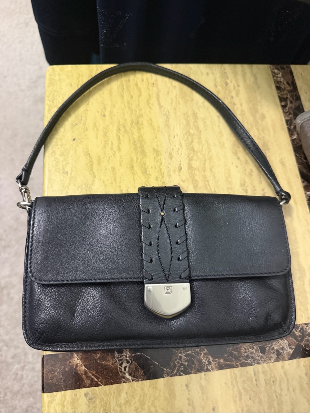 MICHAEL Michael Kors Black Leather Shoulder Bag with Silver Hardware NWOT